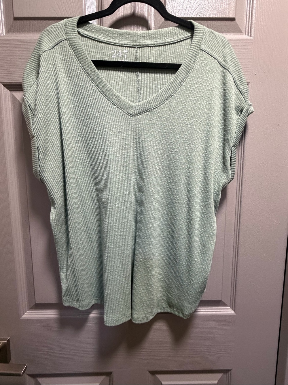 Maurices Mint Green Short Sleeve Ribbed V-Neck Tee